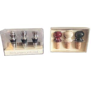 pier 1 imports Set Of 3 Chrome & 3 Alabaster Bottle Stoppers Wine Bar Accessori